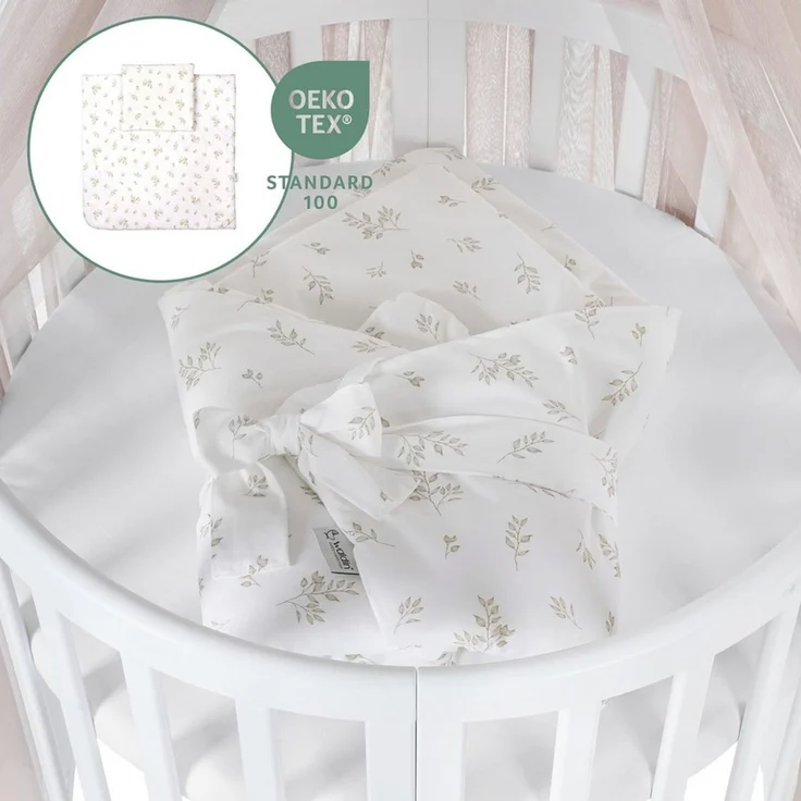 Waldin Babybett Oval 7in1 mitwachsend, Beistellbett, Matratze, Rollen, Buche, Weiß – Bild 4