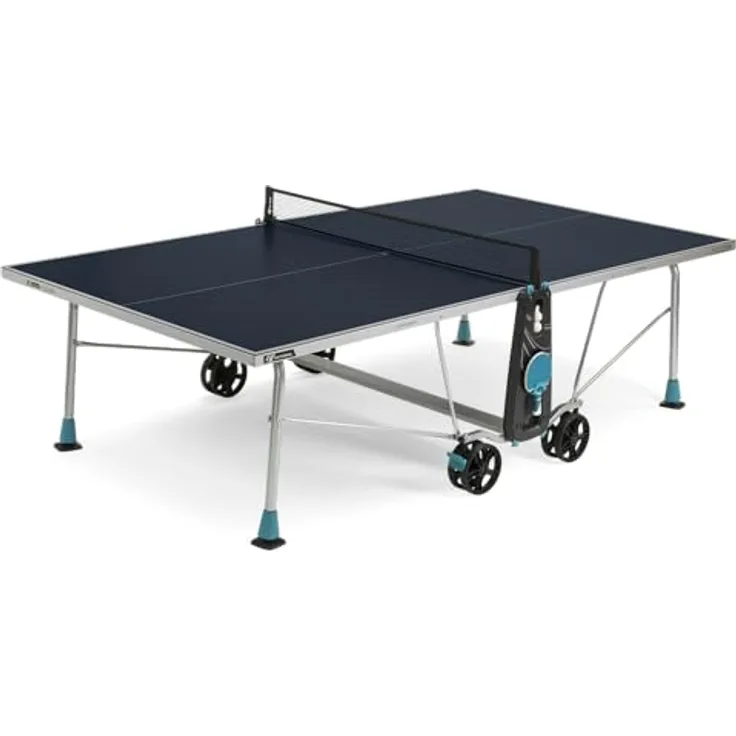 Cornilleau Outdoor Tischtennisplatte 200X, Wetterfeste Freizeitplatte mit SoftMat-Oberfläche, Blau