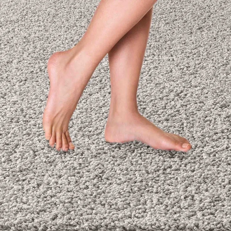 TaraCarpet Langflor-Teppich Langflorteppich Sole 100% Polypropylen, rund, Höhe: 30 mm, Hochflor Shaggy grau waschbar Wohnzimmer Schlafzimmer Bad 120x120 cm – Bild 3