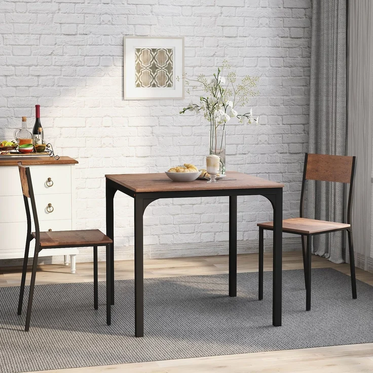 Esstisch mit 2 Stühlen, Esstisch-Set, 70/70/75 cm, 3-St, Küchentisch, Esszimmergruppe – Bild 1