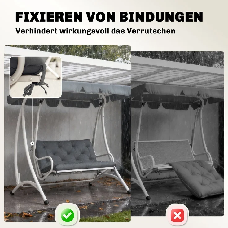 Outsunny Bankauflage, Polyester, Schaumstoff, Dunkelgrau, 98L x 100B x 8T cm – Bild 6