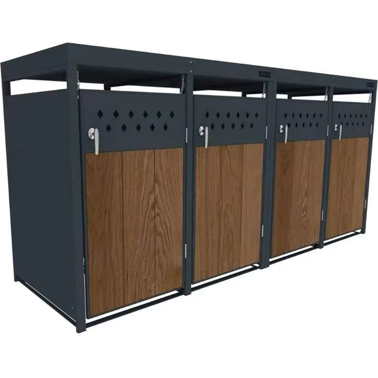 Mülltonnenbox Müllbox Mülltonnenverkleidung 4 Türen Box Pflanzdach Anthrazit – Bild 1