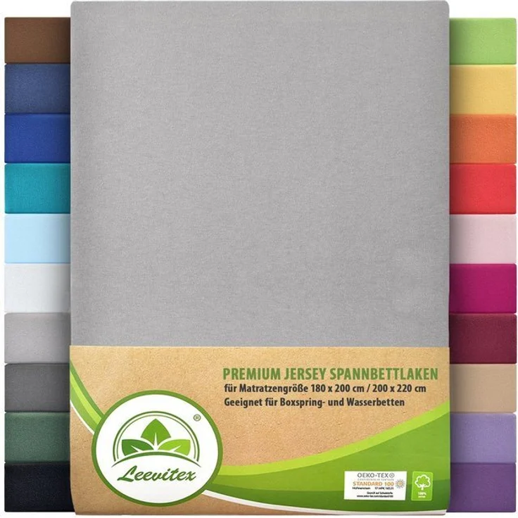leevitex® Spannbettlaken Premium 195, Gummizug: Rundum, blickdicht, Anti-Pilling, 97% Baumwolle, 3% Elasthan, 40 cm Steg – Bild 4