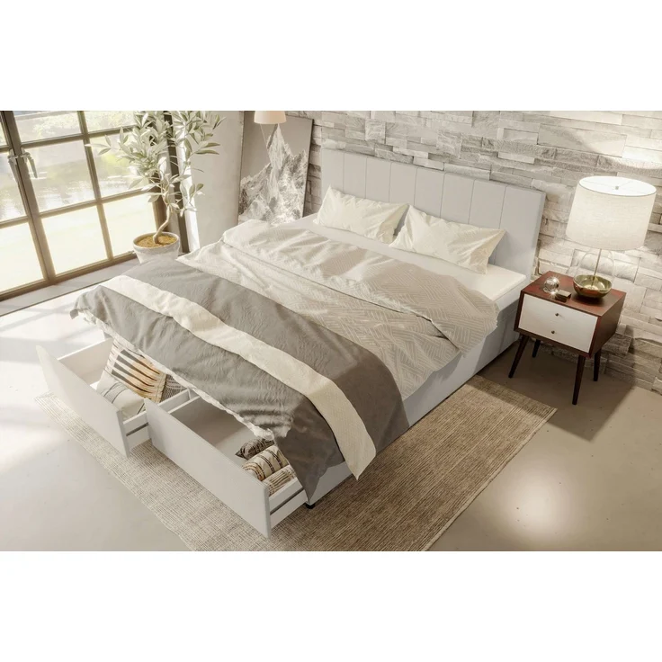 99rooms Kira Boxspringbett Cordstoff POSO Greige 160x200 cm – Bild 3