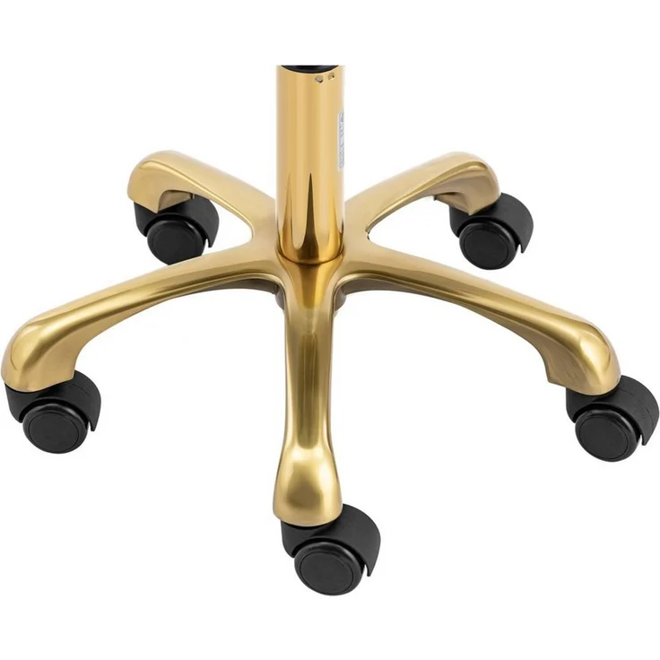 Physa Drehstuhl Rollhocker mit Lehne Friseurhocker 51 - 66 cm 150 kg Zartrosa & Golden, Zartrosa, Golden – Bild 3