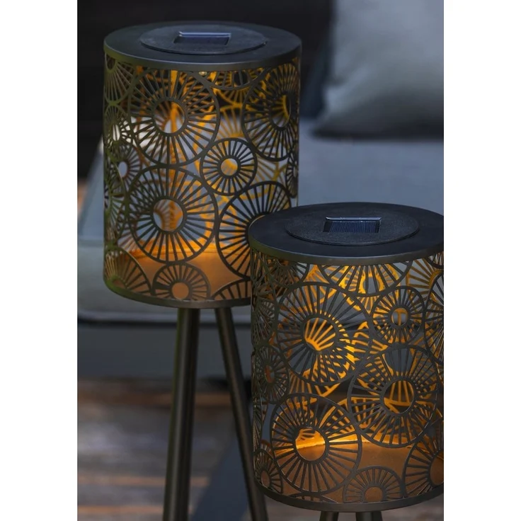 Dehner LED Solarleuchte Solar-Laterne Rabat, verschiedene Höhen, Warmweiß, stilvolle Outdoor Stehlampe, Leuchtdauer 6 h – Bild 2