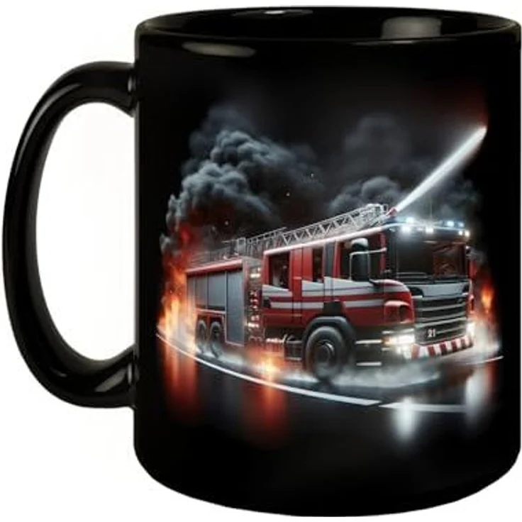 speecheese Tasse Feuerwehrfahrzeug im Einsatz Tasse in Schwarz – Bild 2