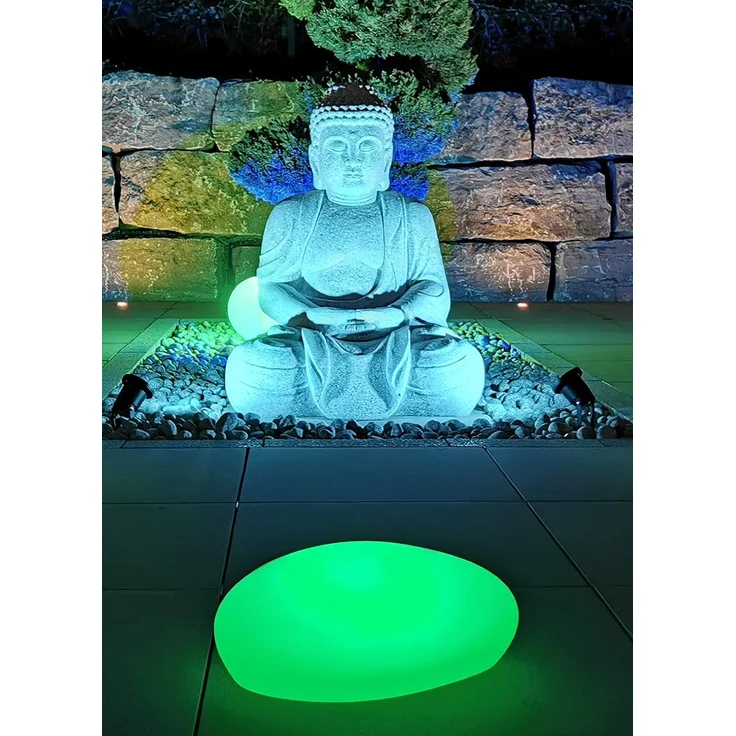 TRANGO LED Solarleuchte, SO-00134 3er Set LED Solar-Leuchtkugel IP44 Solar Leuchtstein in 20/30/40cm Durchmesser Weiß matt mit 3000K warmweiß LED & RGB Farbwechsel LED *SNOWY* Solarkugel Kugelleuchte, Außenleuchte, Kugellampe, Gartenleuchte – Bild 9