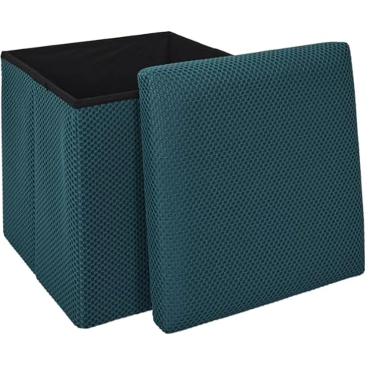 HOME DECO FACTORY, HD0504, Faltbare Ottoman-Truhe, zeitgenössisches Design, multifunktional, praktisch und bequem, ideal für Wohnzimmer oder Schlafzimmer, Größe M, Farbe Blau – Bild 3