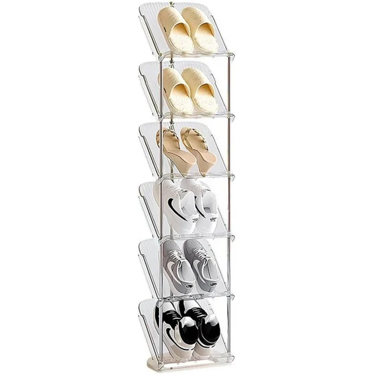 TUWENA Schuhregal Schuhregal Schmal, Platzsparend Schräg Schuhablage, Stapelbar, Transparent Eckregal Stehend für Schuhe, Schuhaufbewahrung Schrank – Bild 4