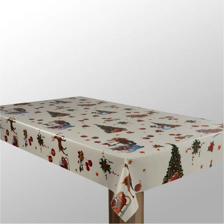 laro Tischdecke Wachstuch-Tischdecken Abwaschbar Weihnachten Schneemann Geschenke Baum – Bild 4