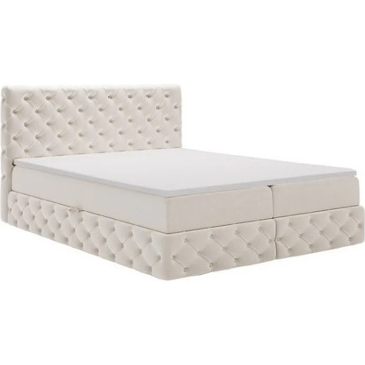 Kaiser Möbel Boxspringbett Chesterfield-Kontinentalbett Luxury Stoff Royal Velvet (Bett-Set mit Matratze und Topper), Bettkasten und Topper und Matratze – Bild 4