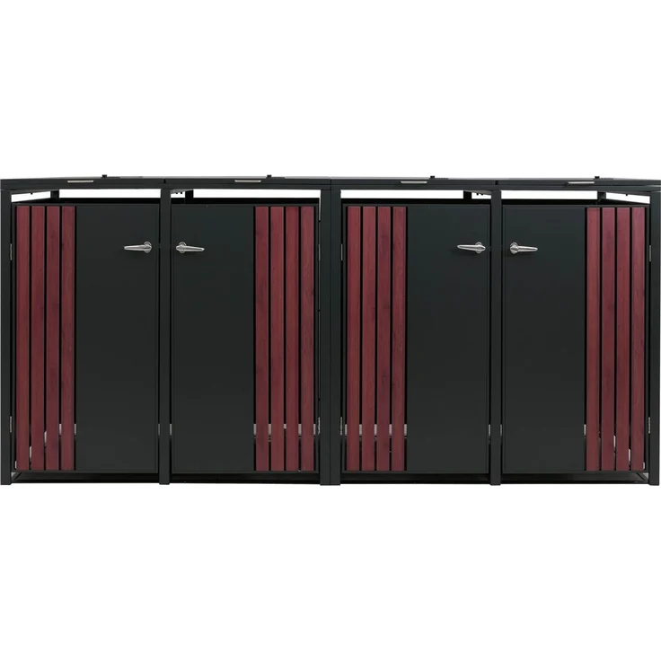 4er-Mülltonnenverkleidung HWC-O67, Mülltonnenbox mit Deckel, Metall 122x264x84cm 104kg ~ anthrazit Holzoptik dunkel – Bild 7