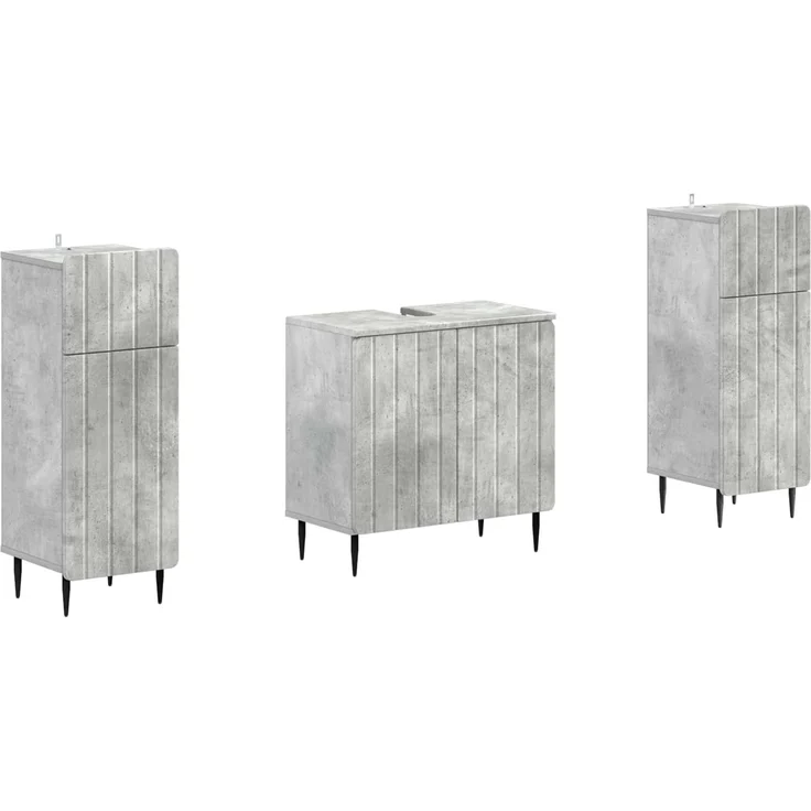 vidaXL 3-teiliges Badezimmer-Schranksystem ZWOLLE 3 stk. Betongrau 3418002 – Bild 2