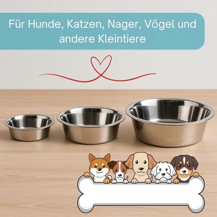 Standard Edelstahl Napf 29 cm 4200 ml Futternapf Wassernapf Hunde Katzen Hundenapf Katzennapf Freßnapf Ersatznapf Rostfrei – Bild 3