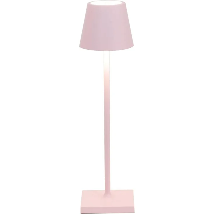 Zafferano, Poldina Micro Lampe, Kabellose, Wiederaufladbare Tischlampe mit Touch Control, Geeignet für Wohnzimmer und Außenbereich, Dimmer, 2200-3000 K, Höhe 27,5 cm, Farbe Rosa