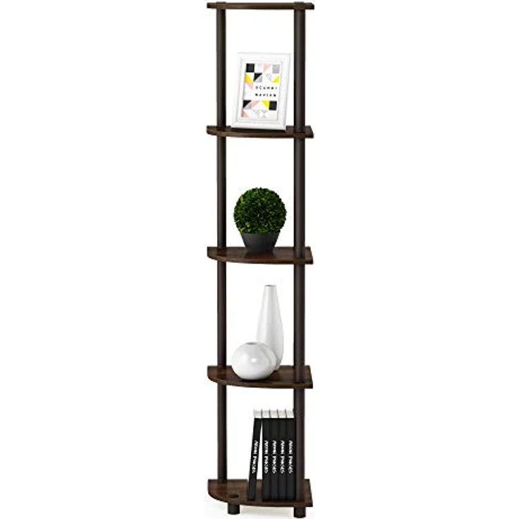 Furinno Eck-Mehrzweckregal mit 4 Fächern, holz, Walnuss/Braun, 29. 46x29. 46x146. 56 cm – Bild 5