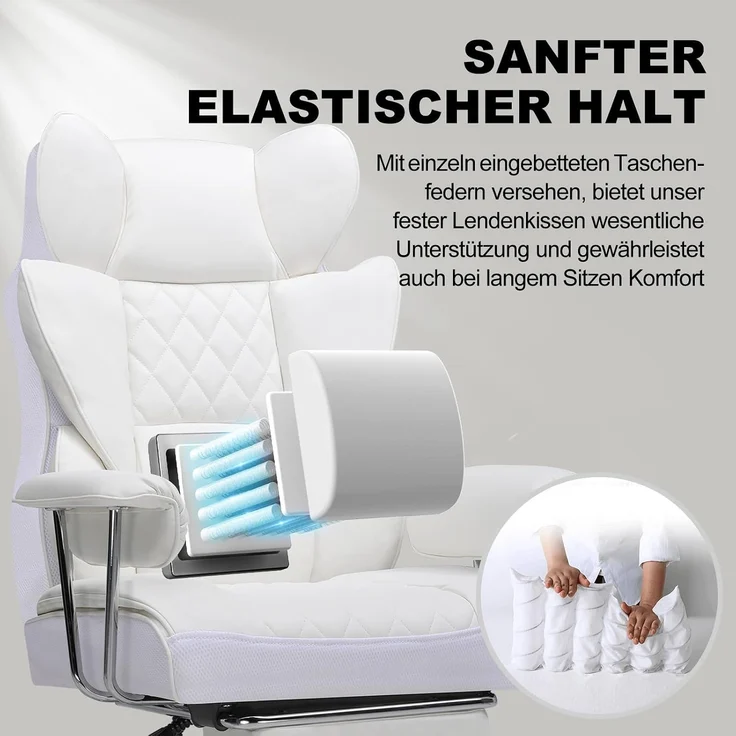 GTPLAYER Gaming-Stuhl Bürostuhl Gamer Stuhl gaming stuhl Schreibtischstuhl Chefsessel, mit Taschenfeder-Lendenwirbelstütze, breiter Büro-Computersessel – Bild 3