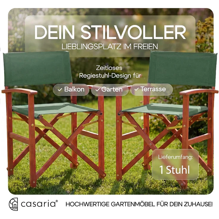 CASARIA® Regiestuhl aus FSC® Eukalyptusholz Grün – Bild 2