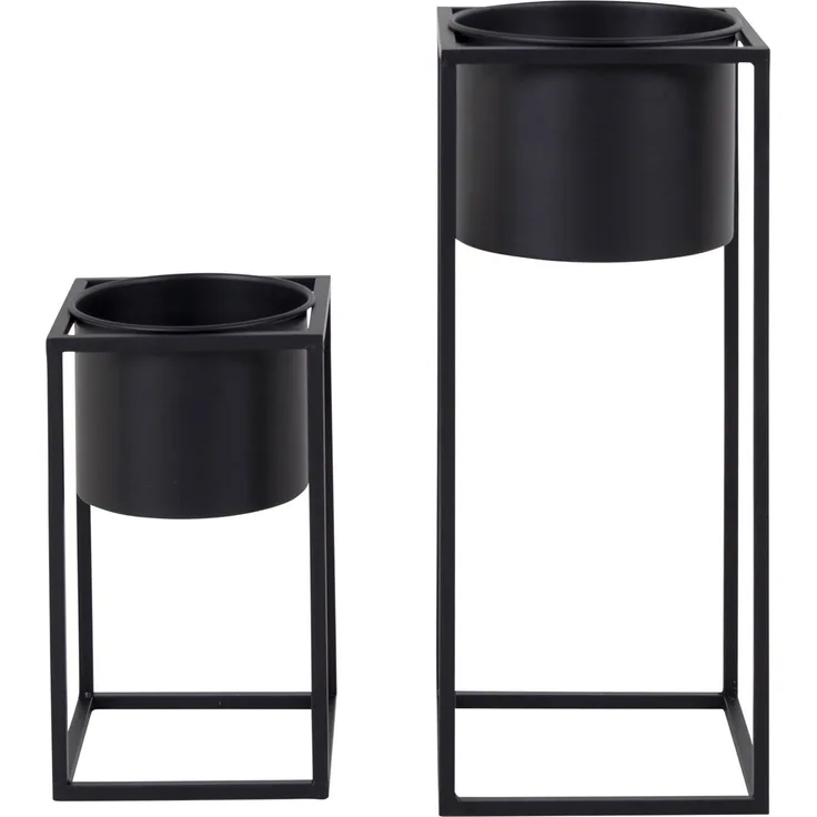 House Nordic Blumentöpfe, Stahl, schwarz, 2er-Set