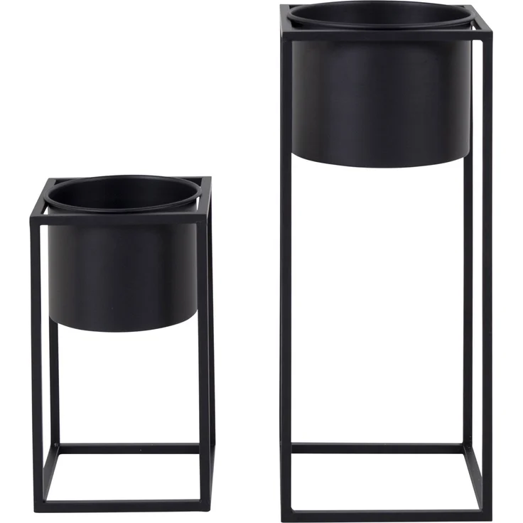 House Nordic Blumentöpfe, Stahl, schwarz, 2er-Set – Bild 1