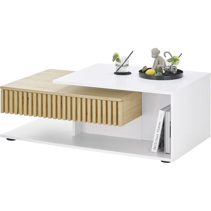 Couchtisch >Alida< in Artisan Eiche, weiß - 110x40x60cm (BxHxT) – Bild 3