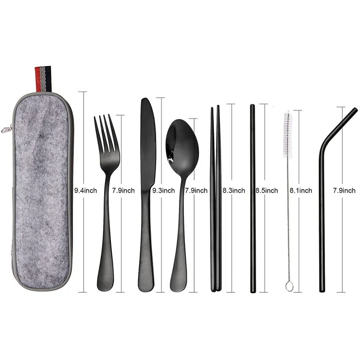 Faizee Möbel Besteck-Set Besteckset 8-tlg Reise Set Camping Besteckset vier Farben (8-tlg), Edelstahl – Bild 2