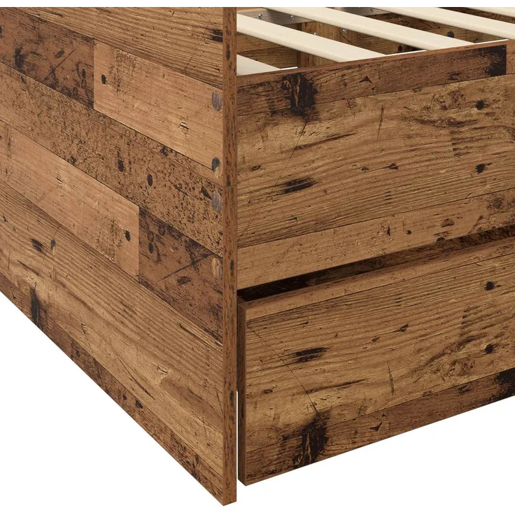 vidaXL Tagesbett mit Schubladen mit Kopfteil Altholz Holzwerkstoff 3429632 – Bild 7