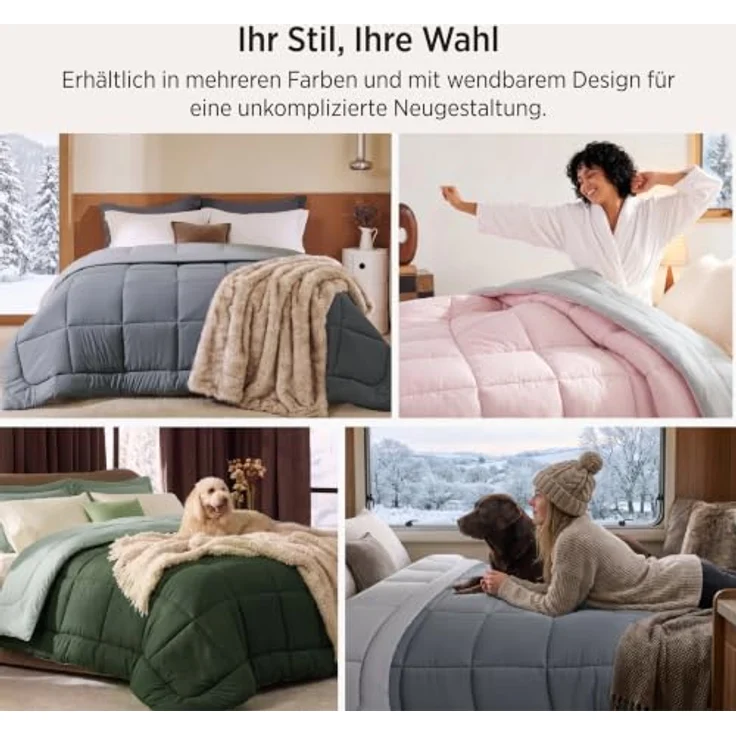BEDSURE Bettdecke Ohne Bezug 155x220 - Winterdecke Extra Warm 450GSM | Winterbettdecke Mit integriertem Bezug Für Allergiker Waschbare Winter Dicke Bettdecken Oeko-TEX Zertifiziert, Bronzegrün – Bild 7