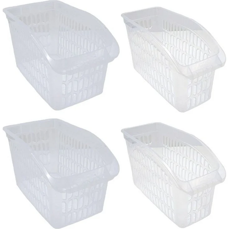 HAC24 Aufbewahrungskorb Aufbewahrungsbox Schrankkorb Regal Organizer Ordnungskorb Kunststoff (Set, 4 St), Transparent – Bild 4