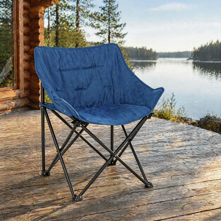 Klappstuhl 63 x 73,5 x 55 cm mit Tragetasche – gepolsterter Campingstuhl mit Metallgestell – Bild 4