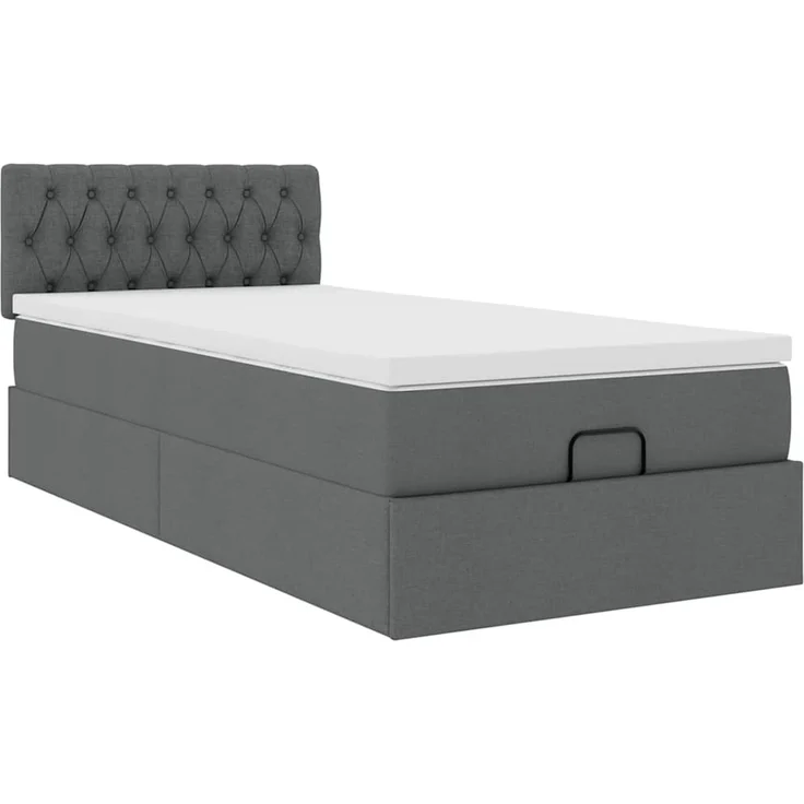 vidaXL Ottoman-Bett mit Matratze Dunkelgrau 90x200 cm Stoff 3311512 – Bild 4