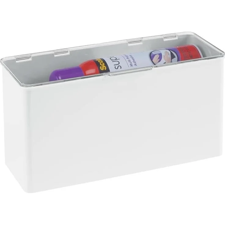 Ordnungsbox Plastikbox + Deckel Organizer mDesign stapelbar weiß/transparent – Bild 6