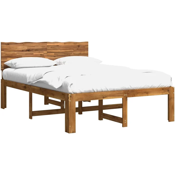 vidaXL Doppelbettgestell mit Kopfteil ROSTOCK Natur 150 x 200 cm 3405450 – Bild 2