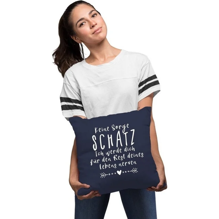 MoonWorks Dekokissen Kissen-Bezug Spruch Keine Sorge Schatz Spruch lustig Geschenk Liebe – Bild 3