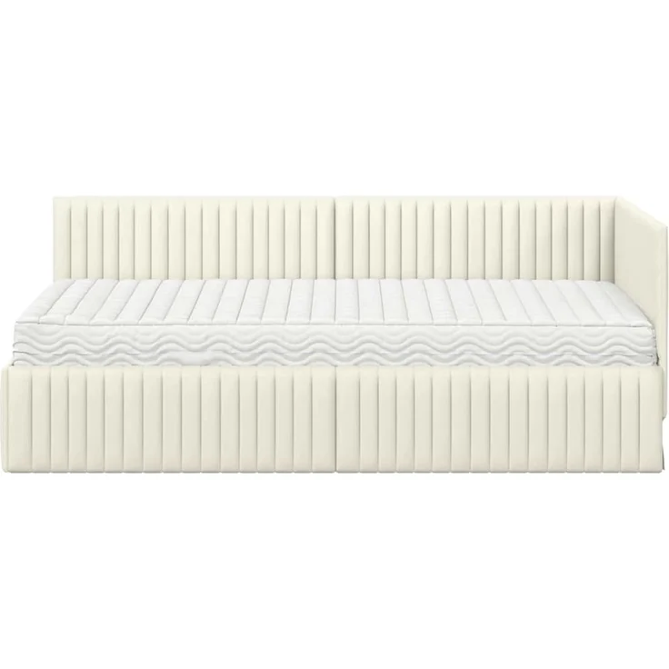 vidaXL Eckbettgestell mit Matratze 2 pcs Creme Samt 3393815 – Bild 5