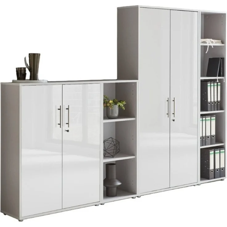 BMG Möbel Aktenschrank Office Edition 4 (Schrankwand Set, 4tlg) abschließbar, matt oder Hochglanz lackiert – Bild 1