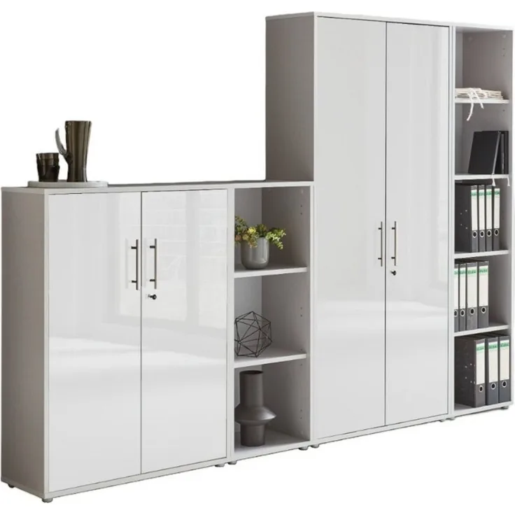 BMG Möbel Aktenschrank Office Edition 4 (Schrankwand Set, 4tlg) abschließbar, matt oder Hochglanz lackiert