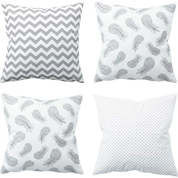 Amilian Dekokissen 4er Set - Dekokissen mit Füllung - 45x45 cm - Deko Kissen – Bild 2