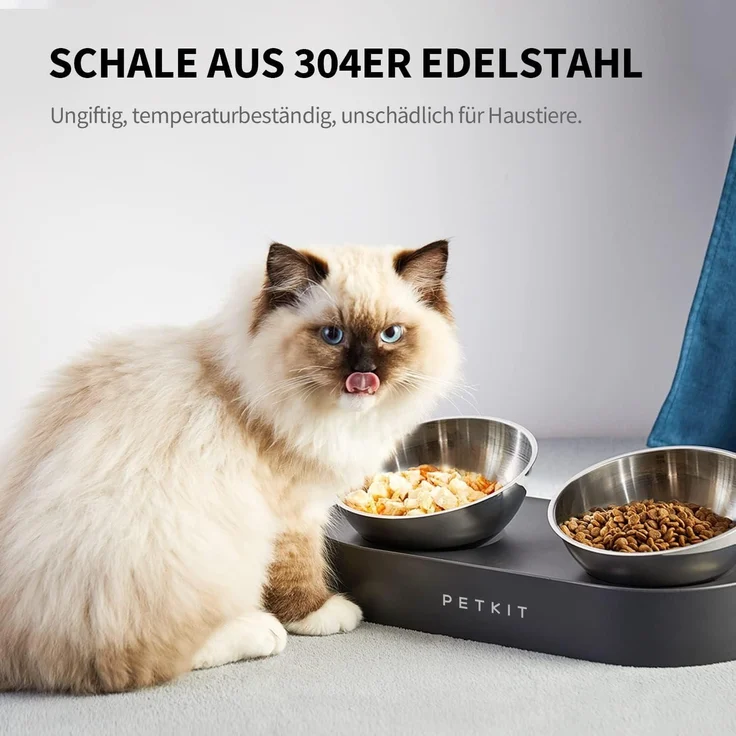 Erhöhte Schüssel aus Edelstahl für Katzen und kleine Hunde Futternapf – Bild 2