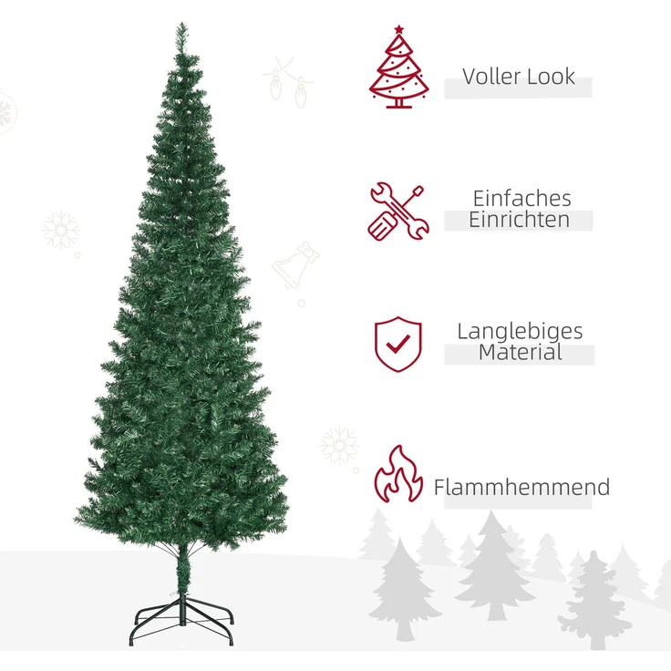 HOMCOM Weihnachtsbaum, Kunststoff, Metall, Grün, Ø81 x 210H cm – Bild 2