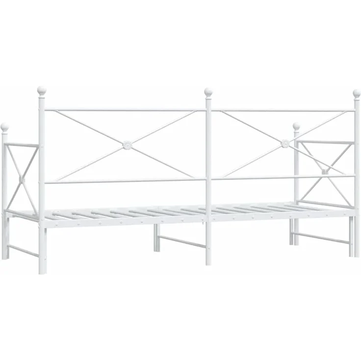 vidaXL Tagesbett Ausziehbar ohne Matratze Weiß 90x200 cm Stahl 4104689 – Bild 7