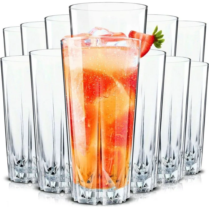KONZEPT Gläser-Set Cocktailgläser Set 330 ml, Trinkgläser, Geriffelte Gläser, 12-tlg, für Cocktails, Wasser, Saft, Mojito, Longdrinkgläser – Bild 1
