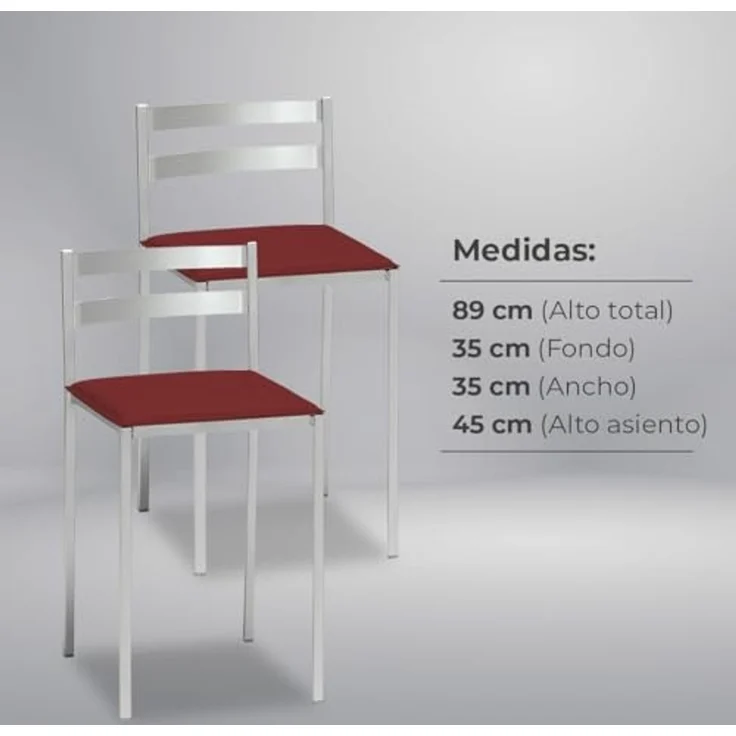 ASTIMESA 2 Küchenhocker mit niedriger Rückenlehne, horizontalen Streifen und gepolstertem Sitz, Aluminiumgestell, Sitzfläche aus Kunstleder, Bordeauxrot – Bild 7