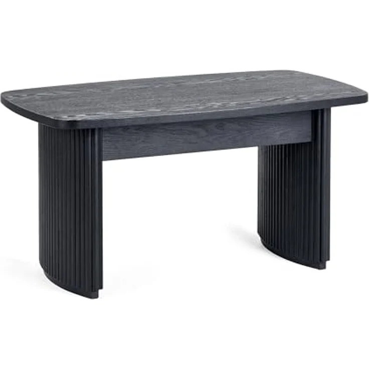 Julian Bowen Louis, kompakter, schwarzer, geriffelter Couchtisch, Eschenholz, 90x50 cm – Bild 2