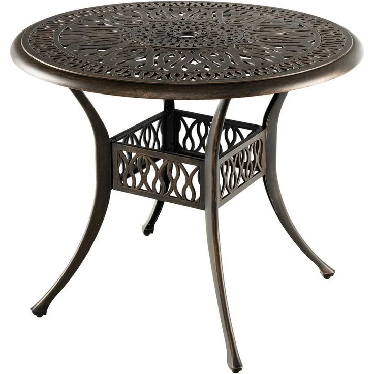 COSTWAY Bistrotisch Gartentisch, rund, φ90 cm, mit Schirmloch, aus Alu – Bild 5