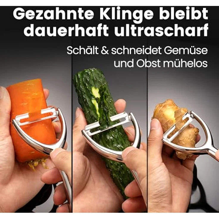 Premium Sparschäler aus Edelstahl für Obst & Gemüse Y Schäler mit ultrascharfer Klinge geeignet als Kartoffelschäler & Spargelschäler mit ergonomischem und rutschfestem Griff – Bild 2
