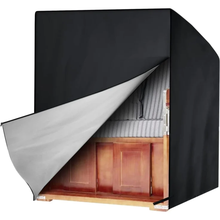 Awnic Strandkorb Schutzhülle Winterfest, Strandkorbhülle 2 Sitze Wasserdicht, Abdeckhauben für Strandkörbe, Abdeckung Strandkorb Winterfest 420D Oxford-Gewebe L135×B105×H175/140cm
