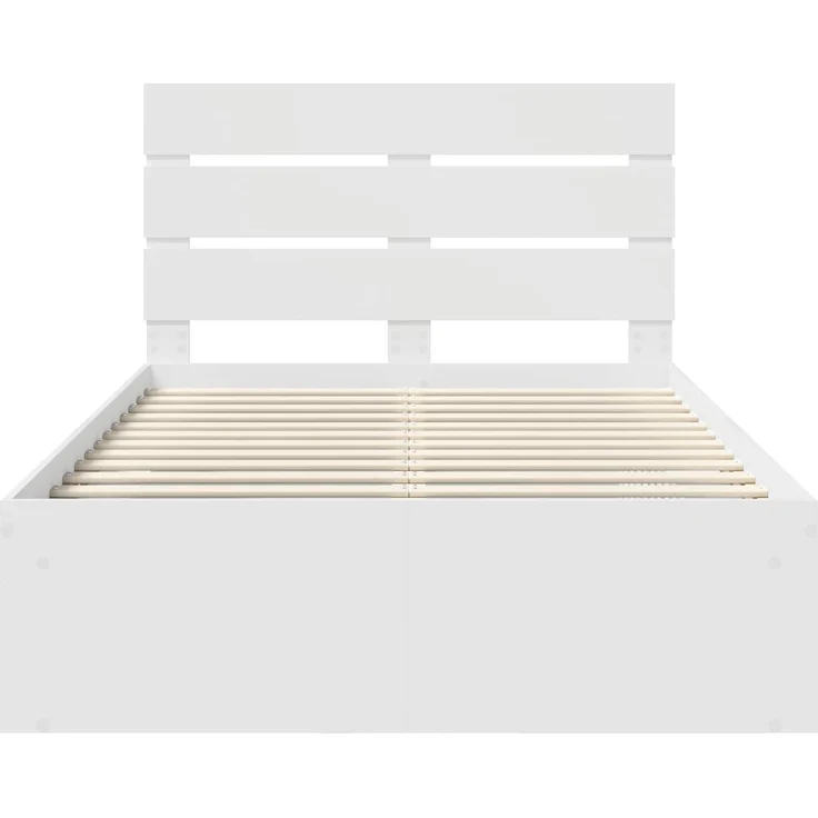 vidaXL Bettrahmen mit Kopfteil Weiß 120 x 200 cm Massives Kiefernholz 3411760 – Bild 6