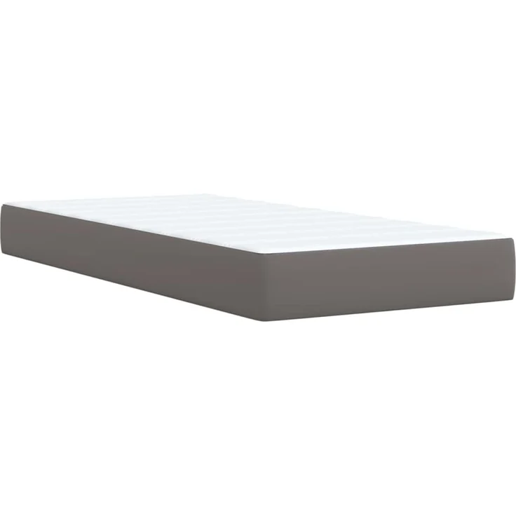 vidaXL Boxspringbett mit Matratze Grau 100x200 cm Kunstleder 3288410 – Bild 9